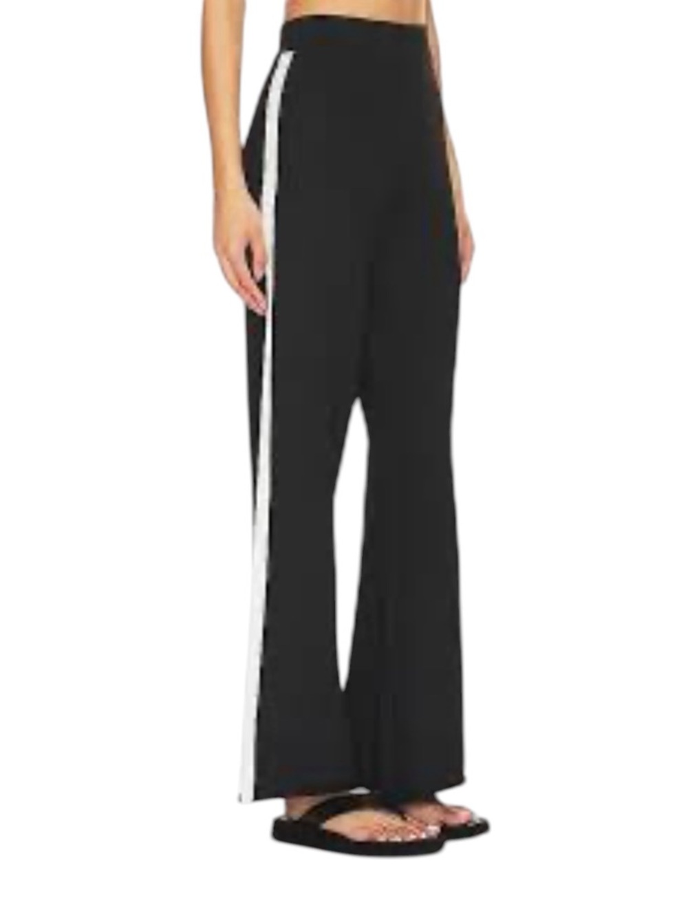 House of Harlow 1960•Black Ribbed Wide Leg Pants with White Side Stripe